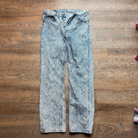 Vintage Levi's 501 Jeans Mens 32x32 Acid Wash Blue Denim Button Fly USA 80s 90s